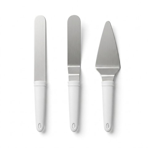 Kit 3 Espatulas Confeiteiro Aço Inox Bolo Torta Lasanha