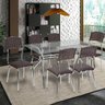 Conjunto Mesa com Tampo de Vidro e 6 Cadeiras Flávia Fil Móveis - 1
