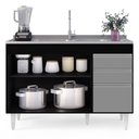 Ver imagem 3 de Balcão Gabinete 120cm 3 Portas 2 Gavetas Michigan Preto/cinza - Lumil Móveis