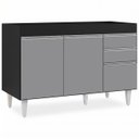 Ver imagem 2 de Balcão Gabinete 120cm 3 Portas 2 Gavetas Michigan Preto/Cinza - Lumil Móveis