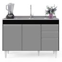 Ver imagem 7 de Balcão Gabinete 120cm 3 Portas 2 Gavetas Michigan Preto/cinza - Lumil Móveis