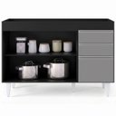 Ver imagem 5 de Balcão Gabinete 120cm 3 Portas 2 Gavetas Michigan Preto/Cinza - Lumil Móveis