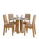 Ver imagem 1 de Conjunto Sala de Jantar Mesa Isabela 100x100 4 Cadeiras Carol Ype/off/linho Areia