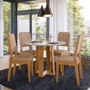 Ver imagem 2 de Conjunto Sala de Jantar Mesa Isabela 100x100 4 Cadeiras Carol Ype/off/linho Areia