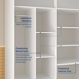 Guarda-roupa 3 Portas com Espelho Araçá Cabecasa Madeiramadeira - 6