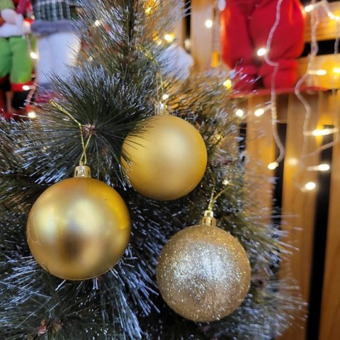 Conjunto 6 Bolas de Natal Dourado Tradicional Misto Glitter, Brilho e Fosca 8cm Prime