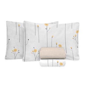 Jogo de Cama Casal Algodão 4 Peças 200 Fios Macio