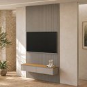 Ver imagem 3 de Painel Ripado para TV 60 pol com Bancada Suspensa Orgânica 141cm Slats L05 Tauari Gris Fosco - Lyam