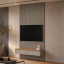 Ver imagem 1 de Painel Ripado para TV 60 pol com Bancada Suspensa Orgânica 141cm Slats L05 Tauari Gris Fosco - Lyam