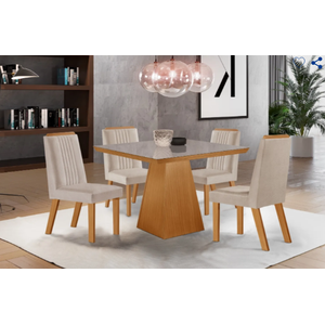 Mesa de Jantar Prada 90x90 com 4 Cadeiras Riveira Lj Móveis