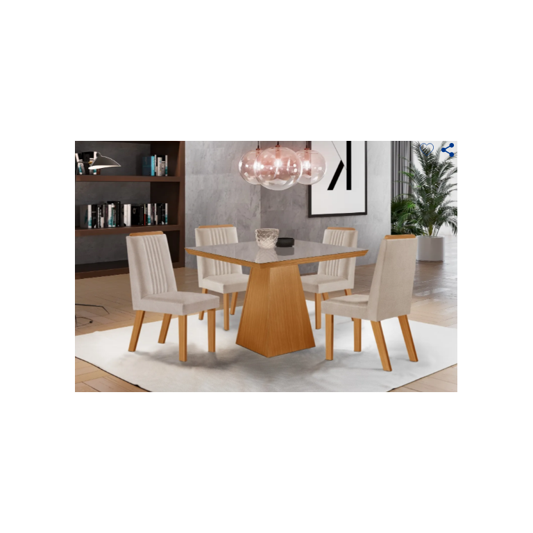 Mesa de Jantar Prada 90x90 com 4 Cadeiras Riveira Lj Móveis Mesa de Jantar Prada 90x90 com 4 Cadeiras Riveira Lj Móveis