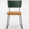 Cadeira Estofada Sala De Jantar Allana L02 Faixa Facto Verde Musgo Couríssimo Whisky - Lyam Decor - 3