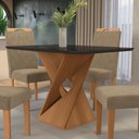 Ver imagem 3 de Conjunto Sala de Jantar Luna Kappesberg 4 Cadeiras Veludo Bege