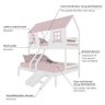 Beliche Casal/ Solteiro Casinha Encantada com Kit Escada/ Escorregador Madeira Maciça Branco/ Rosa - 4