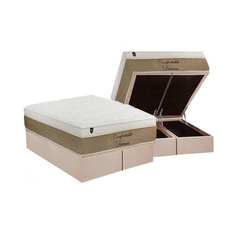 Conjunto Box Baú King: Colchão Molas Luckspuma Ensacadas + Base Crc Suede Clean(193x203)