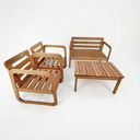 Ver imagem 4 de Conjunto Área Externa Madeira Maciça 2 Poltronas 1 Namoradeira e Mesa de Centro Curve