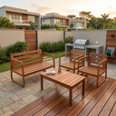 Ver imagem 1 de Conjunto Área Externa Madeira Maciça 2 Poltronas 1 Namoradeira e Mesa de Centro Curve