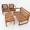 Ver imagem 3 de Conjunto Área Externa Madeira Maciça 2 Poltronas 1 Namoradeira e Mesa de Centro Curve