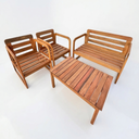 Ver imagem 2 de Conjunto Área Externa Madeira Maciça 2 Poltronas 1 Namoradeira e Mesa de Centro Curve