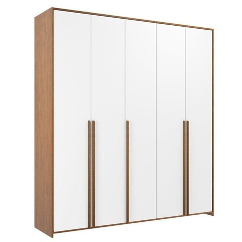 Guarda-Roupa de Bebê 5 Portas Modulados Marrom/Branco/Mel