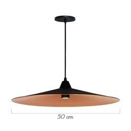 Kit 3x Luminária Pendente Preto Chapéu Chinês Industrial 50cm - 2