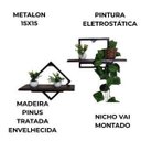 Ver imagem 4 de Kit Nicho com Ferro Prateleira em Madeira Pinus Conjunto Decorativo para Parede