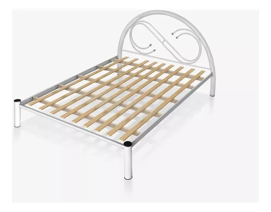 Cama Casal 1,40 de Ferro e Aço:branco/tamires