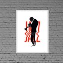 Ver imagem 2 de Quadro Decorativo Jazz Silhueta Homem 24x18cm:Madeira branca