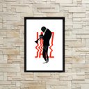 Ver imagem 1 de Quadro Decorativo Jazz Silhueta Homem 24x18cm:Madeira branca