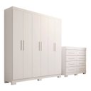 Ver mais imagens de Conjunto Quarto Casal Guarda-Roupa 6 Portas Cômoda 8 Gavetas Papoulas Espresso Móveis Branco