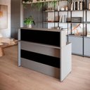 Ver imagem 1 de Balcão Atendimento Alto 150 Cm Escritório Recepção F5 Office Cor:cinza Sagrado com Preto