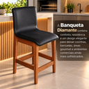 Ver imagem 5 de Banqueta Madeira Maciça e Courino Preto Premium Área Gourmet