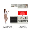 Ver imagem 6 de Armário de Cozinha Compacta 200cm Branco/Preto Lux Madesa 01