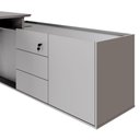 Ver imagem 6 de Mesa em L para Escritório com Armário Lateral Mesa em L Diretor 3 Gavetas 180cm Cinza F5 Office