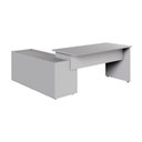 Ver imagem 7 de Mesa em L para Escritório com Armário Lateral Mesa em L Diretor 3 Gavetas 180cm Cinza F5 Office