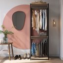 Ver imagem 2 de Closet Modulado 60x45x183cm com 3 Prateleiras e 2 Cabideiros ProDecor em MDP Montana e Preto