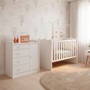 Ver imagem 1 de Quarto de Bebe Infantil Doce Sonho Berço e Cômoda Trocador 4 Gavetas Qmovi