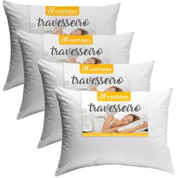 Kit 4 Travesseiros Macio de Fibras Siliconadas Lavável Toque Suave 50x70cm Bf Colchões - 1