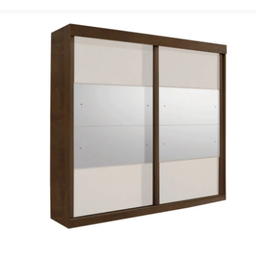 Guarda Roupa Casal 2 Portas de Correr com Espelho Trancoso - Móveis Valverde - Off White/new Canion - 1