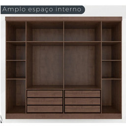 Guarda Roupa Casal 2 Portas de Correr com Espelho Trancoso - Móveis Valverde - Off White/new Canion - 4