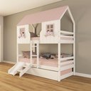 Ver imagem 1 de Treliche Casinha Encantada com Kit Escada/ Escorregador Madeira Maciça Branco/ Rosa Housin