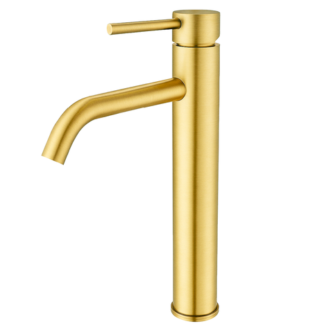 Torneira de Água Fria Bica Alta para Banheiro - Dourado Escovado - Dp6102 Drop Metais