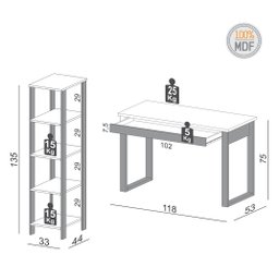 Kit Mesa Escrivaninha com Gaveta e Estante Nicho 100% Mdf - 3