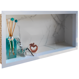 Nicho Porcelanato Banheiro Branco Polido Original 60x32cm - 4