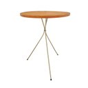 Ver imagem 2 de Mesa Redonda Lateral Pés Palito Metal Apoio Sofá Metal Madeira Nozes Champagne 38 X 45cm