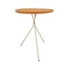 Mesa Redonda Lateral Pés Palito Metal Apoio Sofá Metal Madeira Nozes Champagne 38 X 45cm - 2