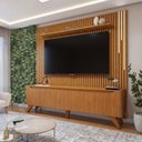 Ver imagem 1 de Conjunto Painel Lyon + Rack Atenas 220 cm Rack Naturalle Painel com LED Mavaular