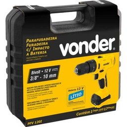 Parafusadeira  Furadeira c/ Impacto a Bateria Bivolt - 12V - PFV120i - Vonder - 2