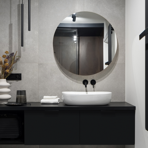 Espelho de Vidro 40cm Redondo Decorativo Banheiro Sala