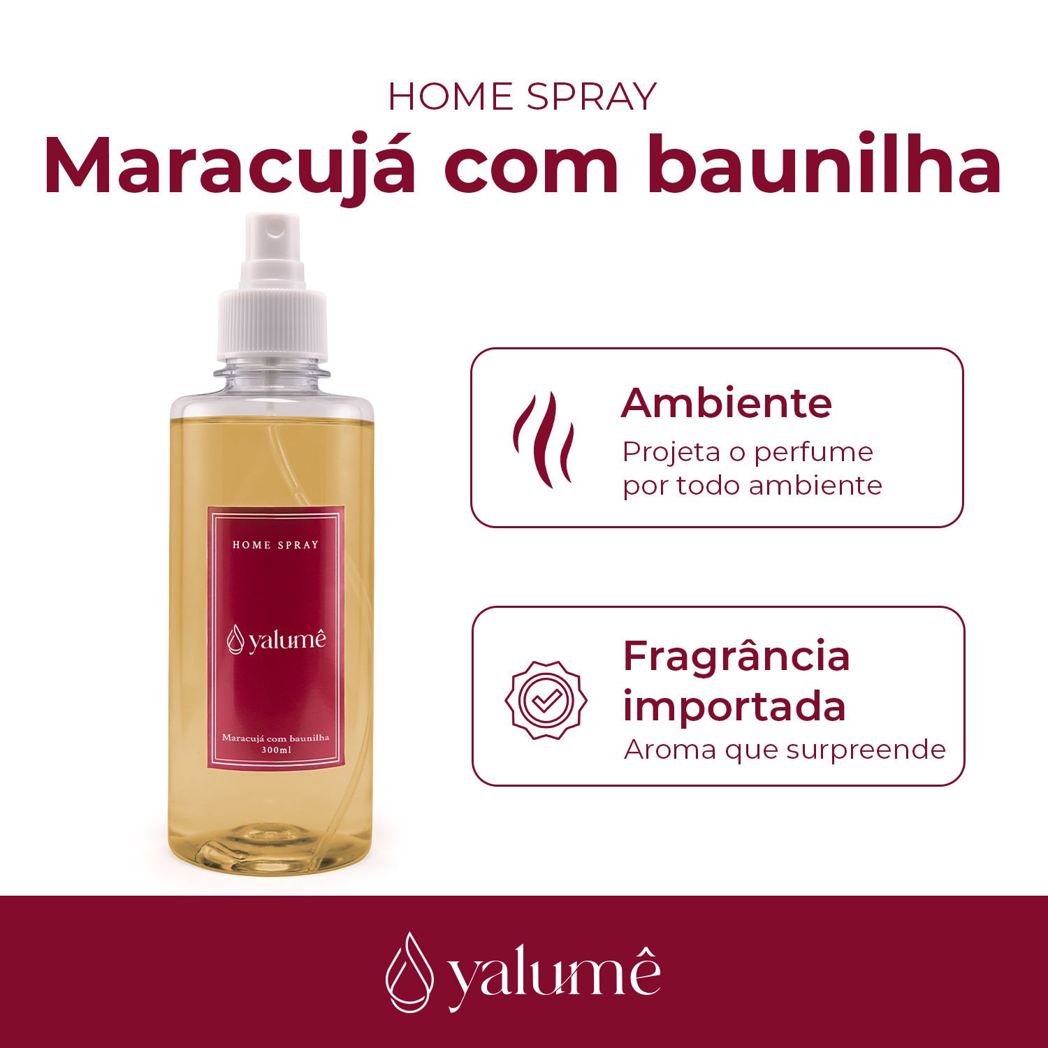 Home Spray Maracujá com Baunilha 300ml - Yalumê  - Aromatizador de Ambiente Spray, Perfume para casa - 2